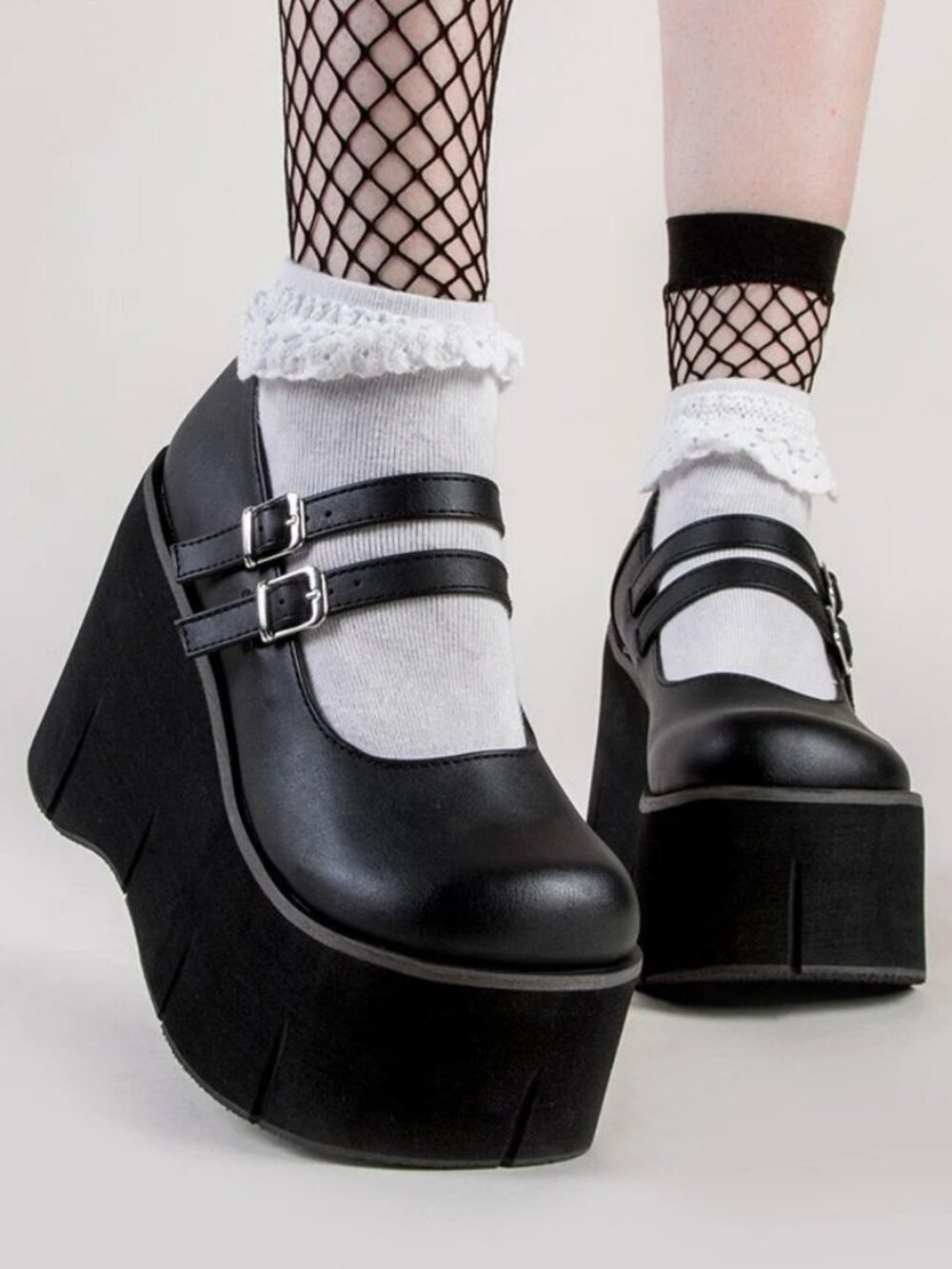Demonia Kera 08 Black Vegan Leather Platform Mary Janes Goth Festival Size 10